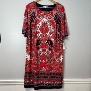 Signature Camryn womens dress Bohemian size 16W paisley print floral boho